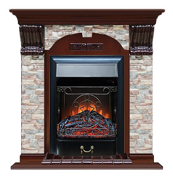 Комплект из электрокамина напольного и портала (106.5x36.5x98 см) Арочный ГЦ Majestic BL АР000071