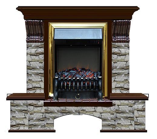 Комплект из электрокамина напольного и портала (122x40х108.5 см) Бостон К Алтай Fobos BR БК000006