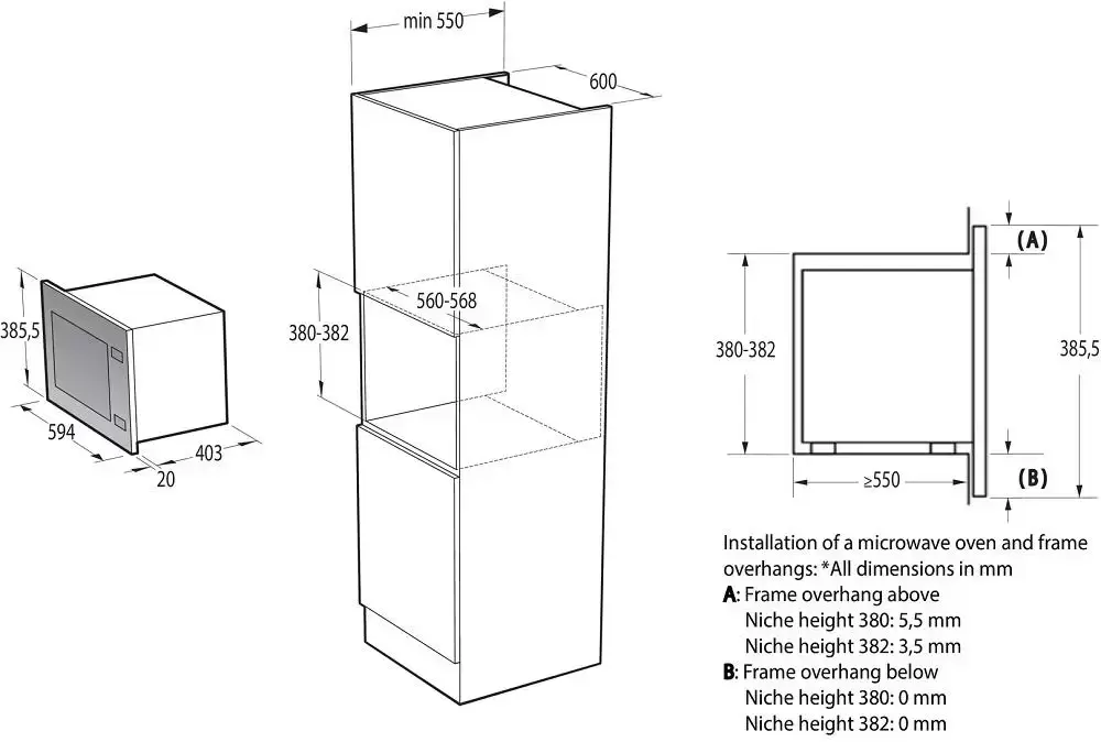 Встраиваемая микроволновая печь Gorenje BMI251SG3BG
