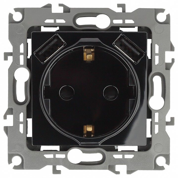 Розетка с заземлением и со шторкой и 2хUSB, без рамки Эра Эра 12 12-4109-06