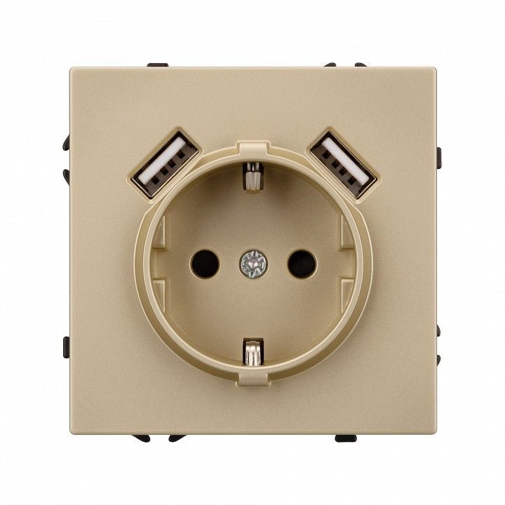 Розетка с заземлением и со шторкой и 2хUSB type A, без рамки Arlight NOBE 054290(1)