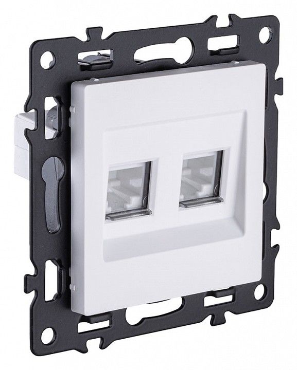 Розетка двойная Ethernet RJ-45 и со шторками, без рамки Kollinger Asthetik AS-018WH