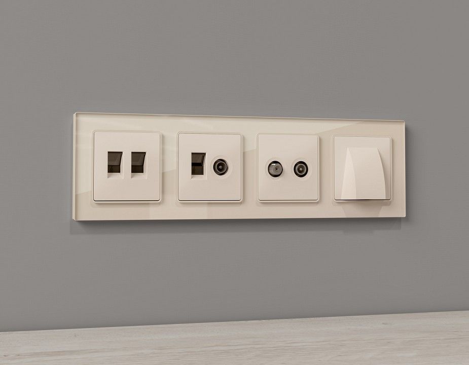 Накладка для ТВ-розетки и RJ-11 или RJ-45 Ambrella Volt ALFA AP3325