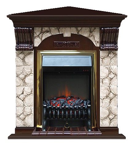 Комплект из электрокамина напольного и портала (106.5x81x98 см) Арочный Карелия угл. Fobos BR АРУ00086