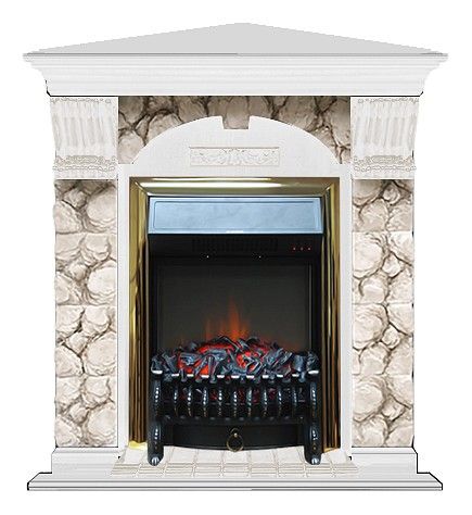 Комплект из электрокамина напольного и портала (106.5x81x98 см) Арочный Карелия угл. Fobos BR АРУ00098