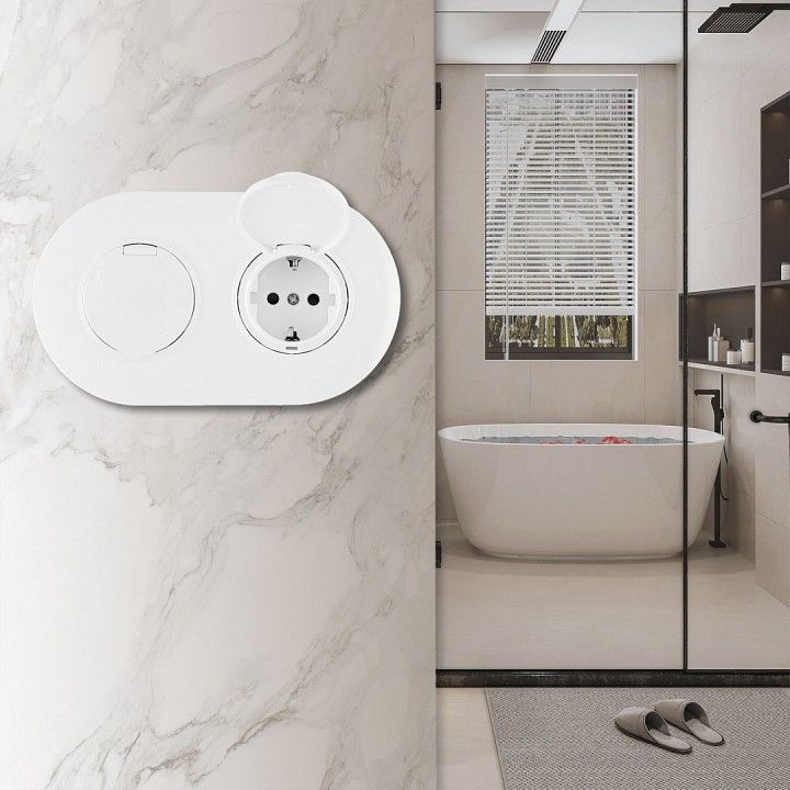 Розетка с заземлением и шторкой, с крышкой Arte Milano SET08-2 SET08-2-41-1x2 white