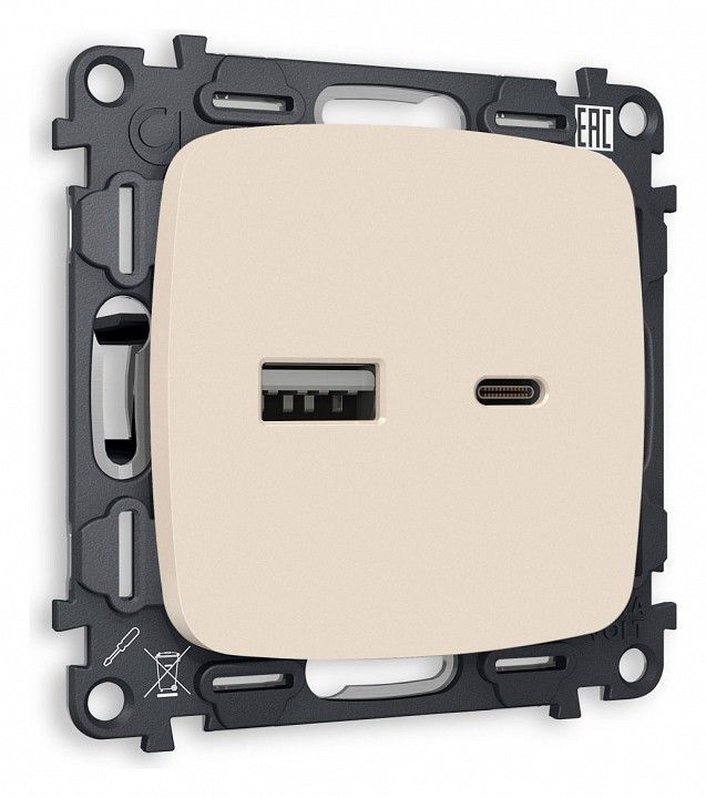 Розетка 2хUSB type A и C без рамки Ambrella Volt OMEGA MO331010