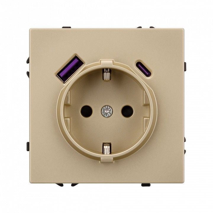 Розетка с заземлением и со шторкой и 2хUSB type A и C, без рамки Arlight NOBE 054286(1)