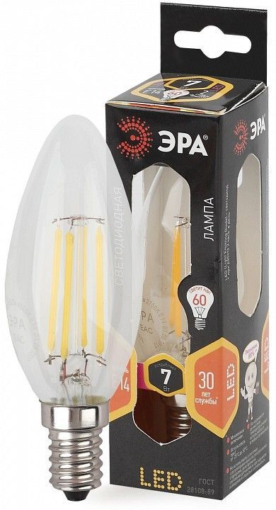 Лампа светодиодная Эра F-LED E14 7Вт 2700K F-LED B35-7W-827-E14