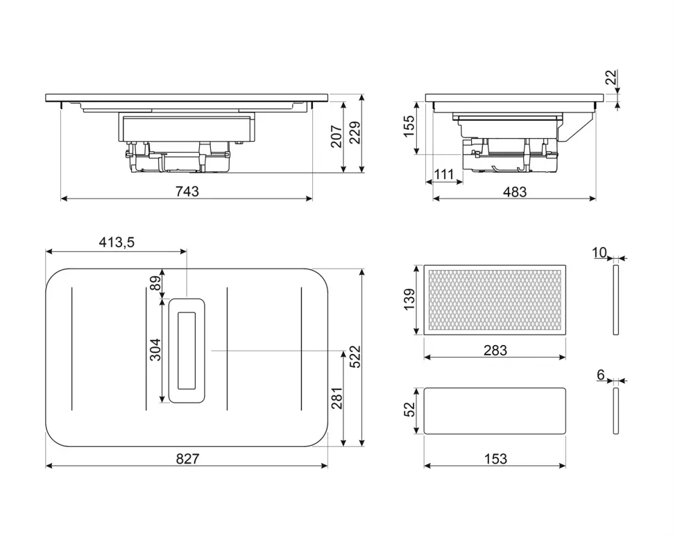 Варочная панель с вытяжкой Smeg HHSL7844MB