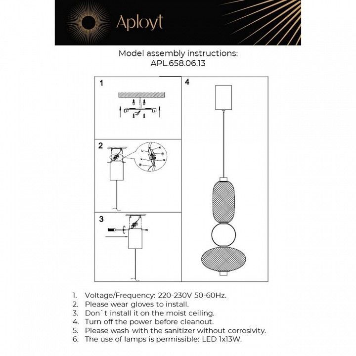 Подвесной светильник Aployt Nikusia APL.658.06.13