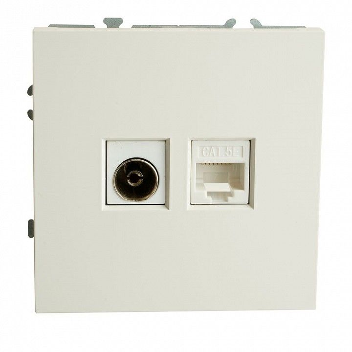 ТВ-розетка и розетка Ethernet RJ-45 без рамки Stekker Эмили 49872
