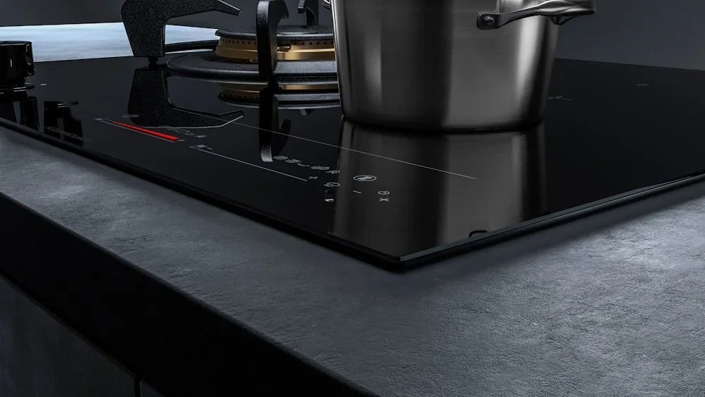 Газовая варочная панель с индукцией Kuppersbusch KIG 6850.0 SR-E5 Black Velvet