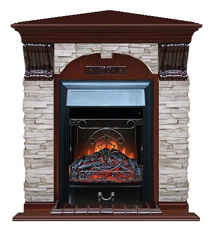 Комплект из электрокамина напольного и портала (106.5x81x98 см) Арочный Мисхор угл. Majestic BL АРУ00111