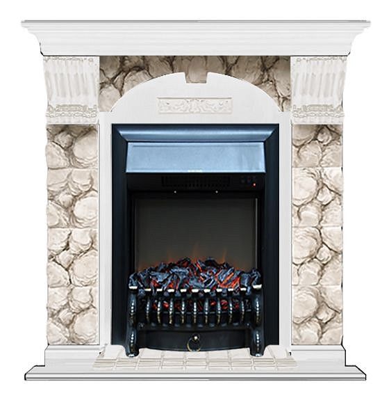 Комплект из электрокамина напольного и портала (106.5x36.5x98 см) Арочный Карелия Fobos BL АР000097