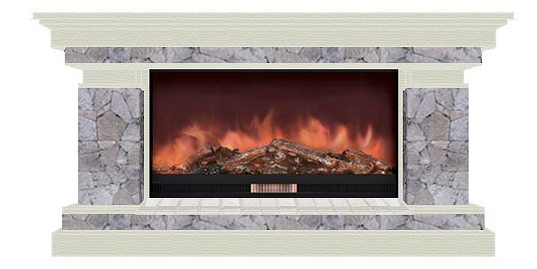 Комплект из электрокамина напольного и портала (143x45x80 см) Брайтон Марсель Premier S86 БР000009