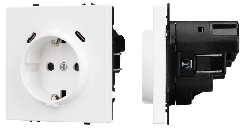 Розетка с заземлением и со шторкой и 2хUSB C, без рамки Arlight NOBE 061818(1)