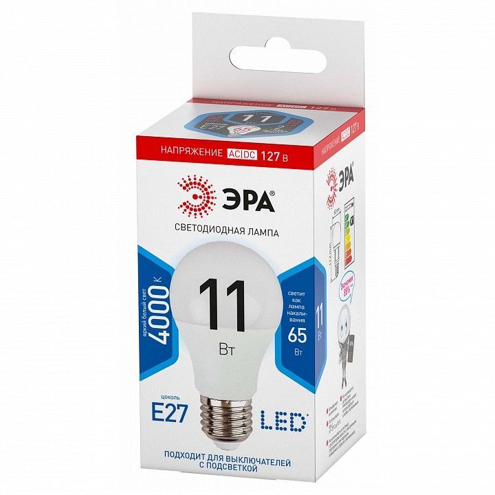 Лампа светодиодная Эра  E27 11Вт 4000K LED A60-11W-127V-840-E27