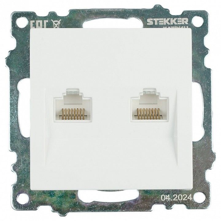 Розетка двойная Ethernet RJ-45 без рамки Stekker Катрин 50003