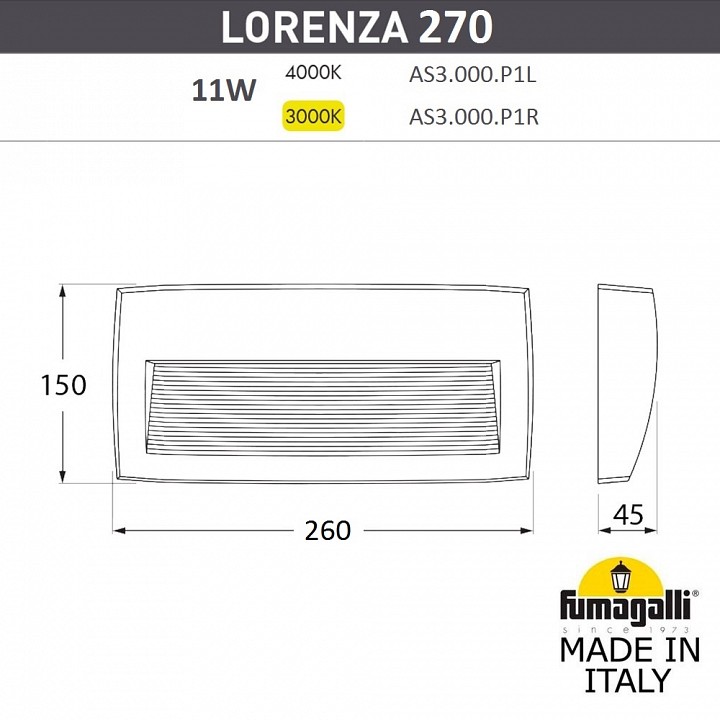 Накладной светильник Fumagalli LORENZA AS3.000.000.BXP1L