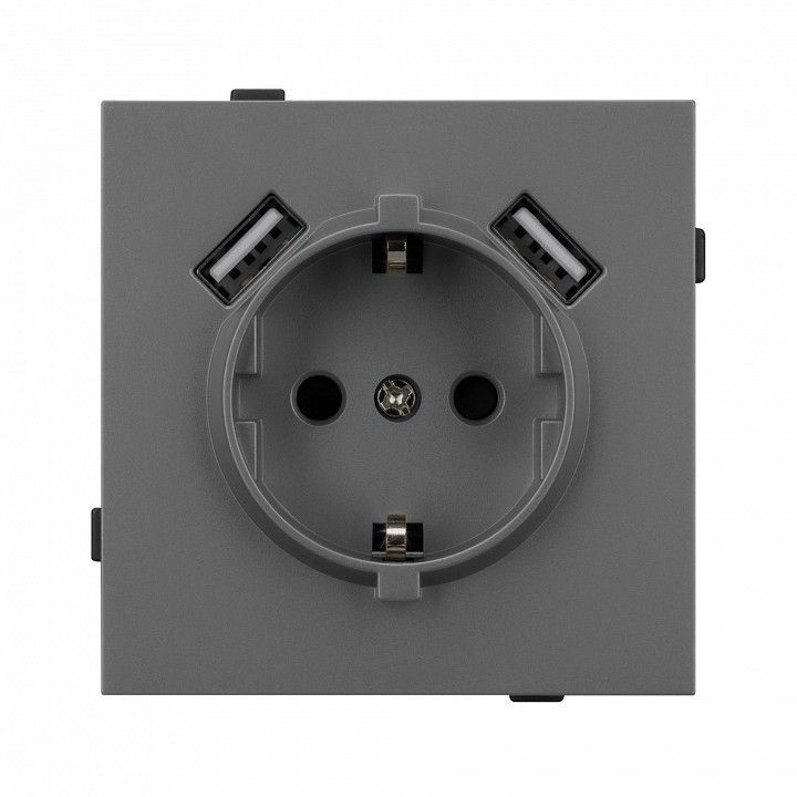Розетка с заземлением и 2хUSB type A, без рамки Arlight SCT-TENDO 054605