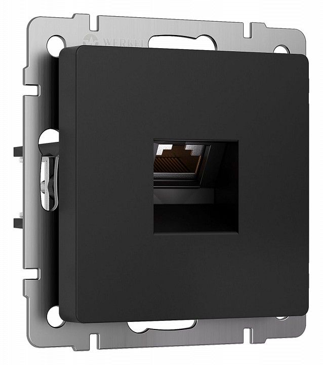 Розетка Ethernet RJ-45 и со шторками, без рамки Werkel черный матовый W5120108