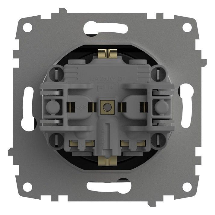 Розетка с заземлением и со шторкой, без рамки с крышкой Elbi Eleсtriс Zena Vega 609-014800-219