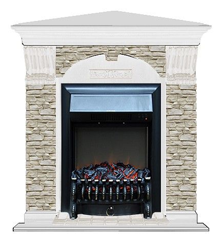 Комплект из электрокамина напольного и портала (106.5x81x98 см) Арочный ГО угл. Fobos BL АРУ00057