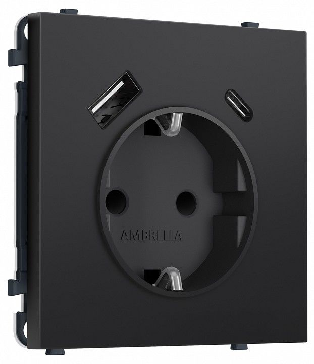 Розетка с заземлением и со шторкой и 2хUSB type A и C, без рамки Ambrella Volt MS MS810010