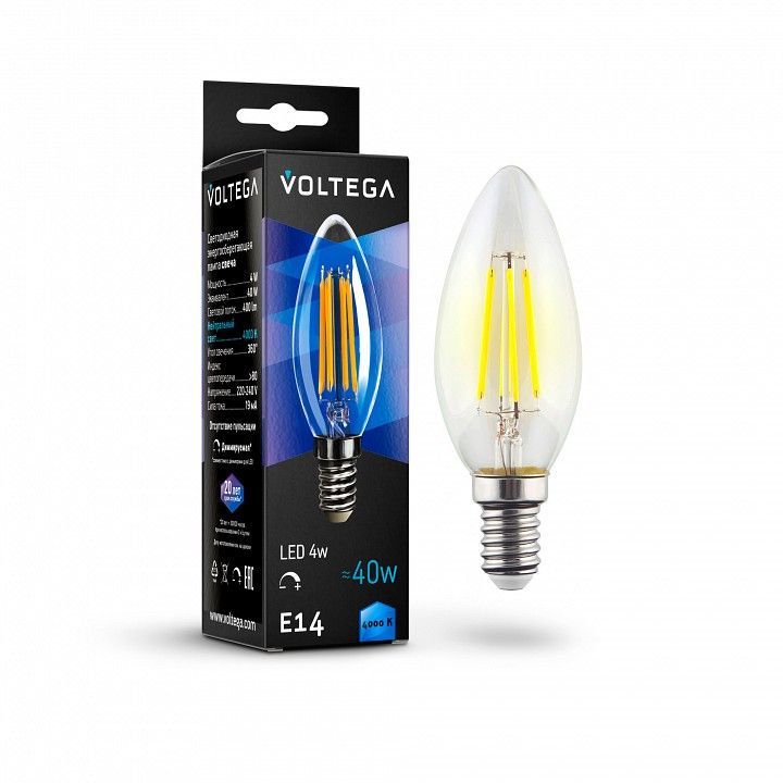 Лампа светодиодная Voltega свеча диммируемая (Candle dim) 5Вт E14 5Вт 4000K 8461