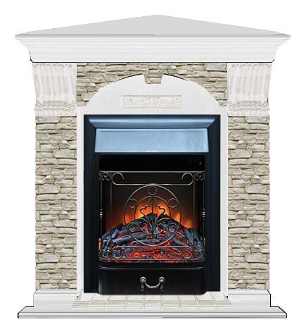 Комплект из электрокамина напольного и портала (106.5x81x98 см) Арочный ГО угл. Majestic BL АРУ00059