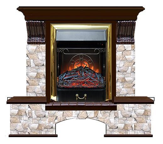 Комплект из электрокамина напольного и портала (122x40х108.5 см) Бостон К Арбат Majestic BR БК000028