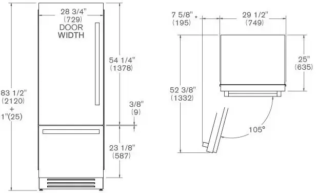Встраиваемый холодильник Bertazzoni REF755BBLXTT
