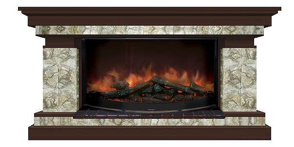 Комплект из электрокамина напольного и портала (143x45x80 см) Брайтон Карелия Rondo 86 БР000017