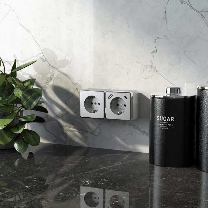 Розетка с заземлением и со шторками и USB Werkel Gallant (серебряный) W5071706