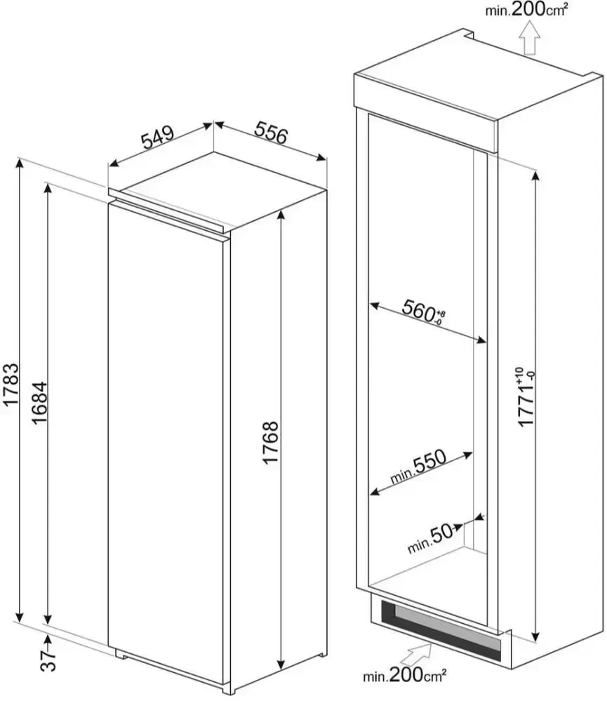 Встраиваемая морозильная камера Smeg S8F174DNE