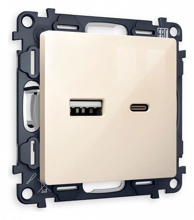 Розетка 2хUSB type A и C без рамки Ambrella Volt ALFA MA311010