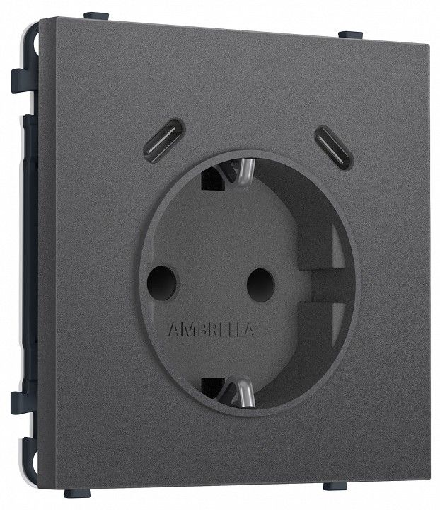 Розетка с заземлением и со шторкой и 2хUSB C, без рамки Ambrella Volt MS MS660510