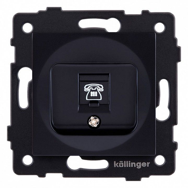 Розетка телефонная RJ-11 со штрокой, без рамки Kollinger  REA-009BK