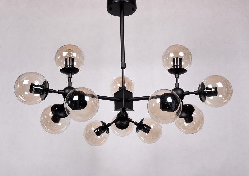 Люстра на штанге LUMINA DECO Zodiak LDP 160-12 BK+TEA