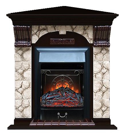 Комплект из электрокамина напольного и портала (106.5x81x98 см) Арочный Карелия угл. Majestic BL АРУ00083