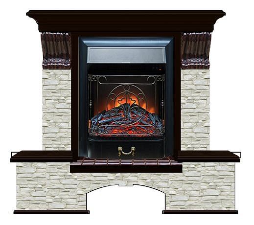 Комплект из электрокамина напольного и портала (122x40х108.5 см) Бостон К ГО Majestic BL БК000043