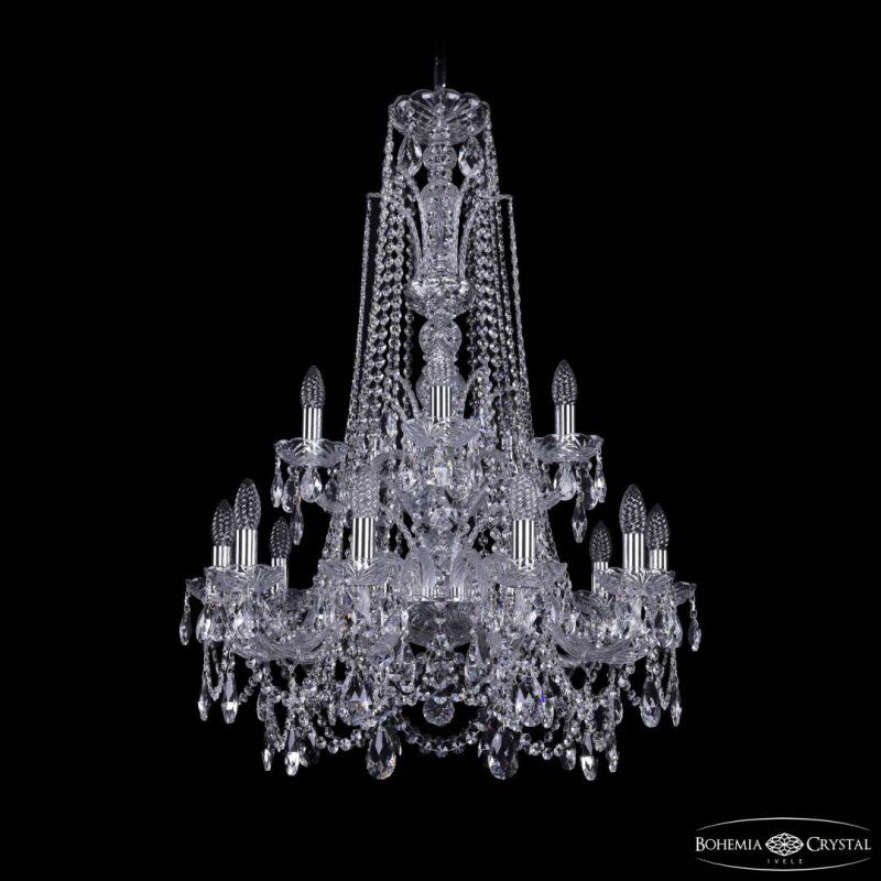 Подвесная люстра Bohemia Ivele Crystal 1411 1411/10+5/240/XL-94/2d Ni