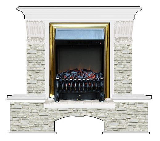 Комплект из электрокамина напольного и портала (122x40х108.5 см) Бостон К ГО Fobos BR БК000058