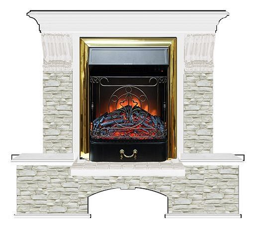 Комплект из электрокамина напольного и портала (122x40х108.5 см) Бостон К ГО Majestic BR БК000060