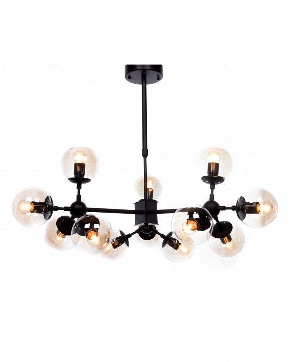 Люстра на штанге LUMINA DECO Zodiak LDP 160-12 BK+TEA