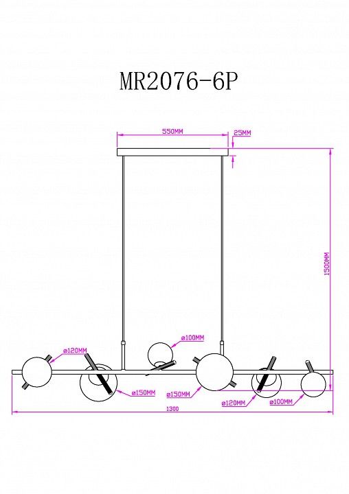 Подвесной светильник MyFar Francis MR2076-6P