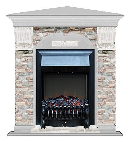 Комплект из электрокамина напольного и портала (106.5x81x98 см) Арочный ГЦ угл. Fobos BL АРУ00073