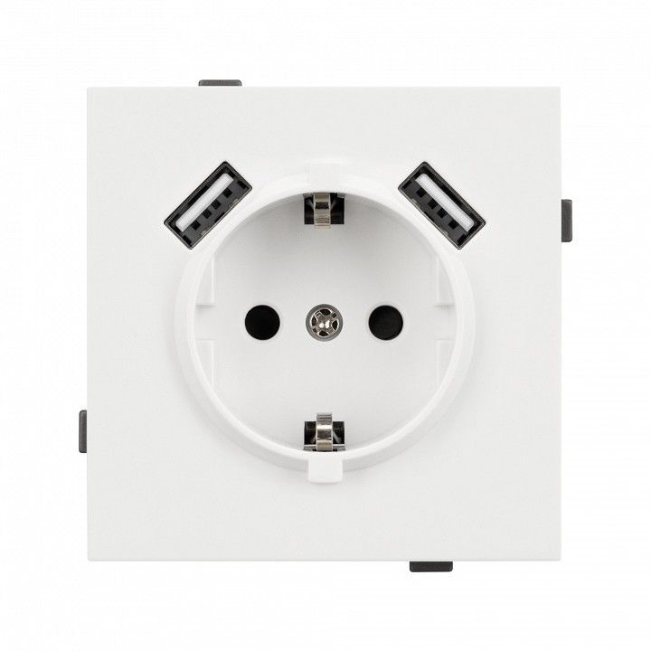 Розетка с заземлением и 2хUSB type A, без рамки Arlight SCT-TENDO 054606
