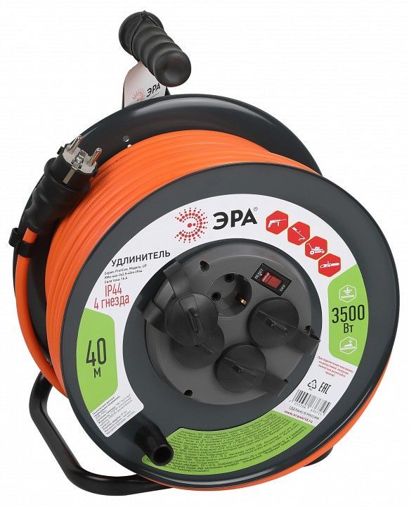 Удлинитель с выключателем Эра  RMx-4es-3x2.5-40m-IP44